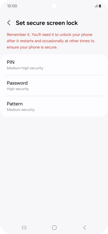 Press the required phone lock code and follow the instructions on the screen to create an additional phone lock code.