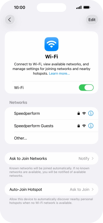 Press the required Wi-Fi network and key in the password for the Wi-Fi network.