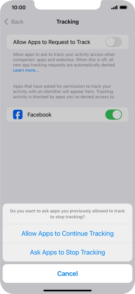 If you turn off the function, press the required setting.