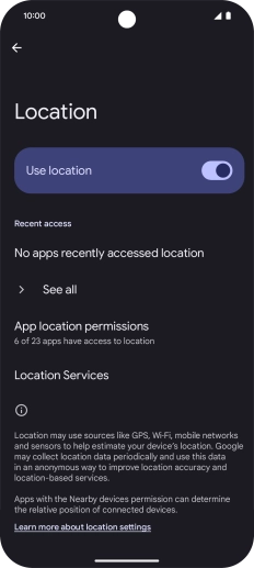 Press App location permissions.