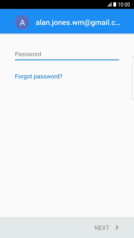 Press Password and key in the password for your Google account.