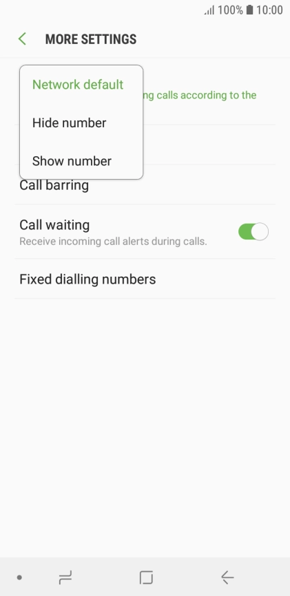 Press Show number to turn on caller identification.