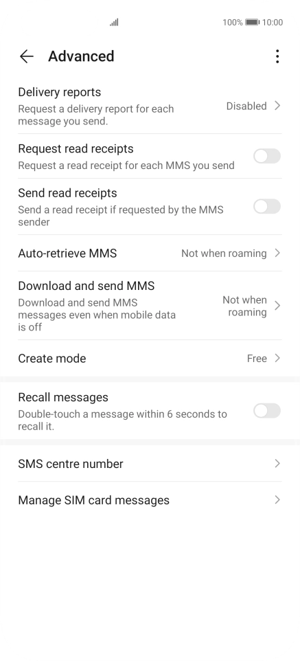 Press SMS centre number.