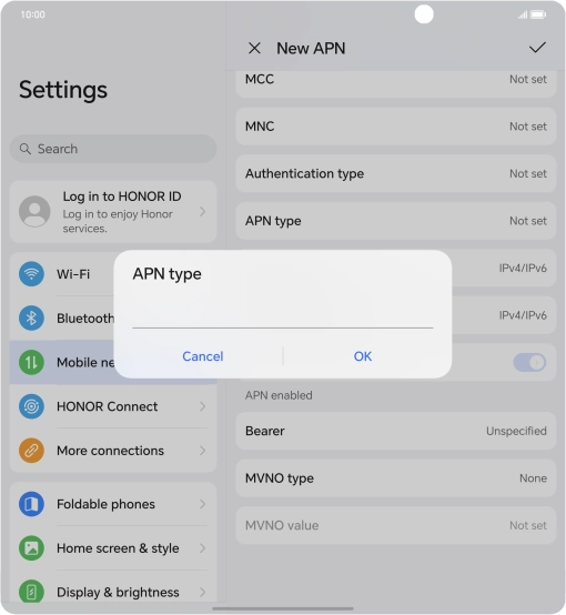 Key in default and press OK.