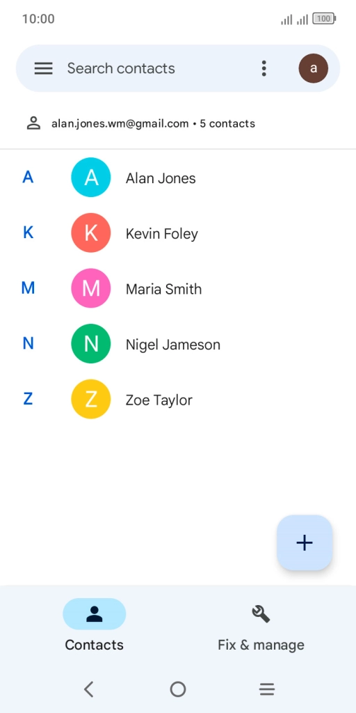 Press the new contact icon.