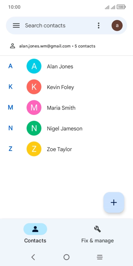 Press the new contact icon.