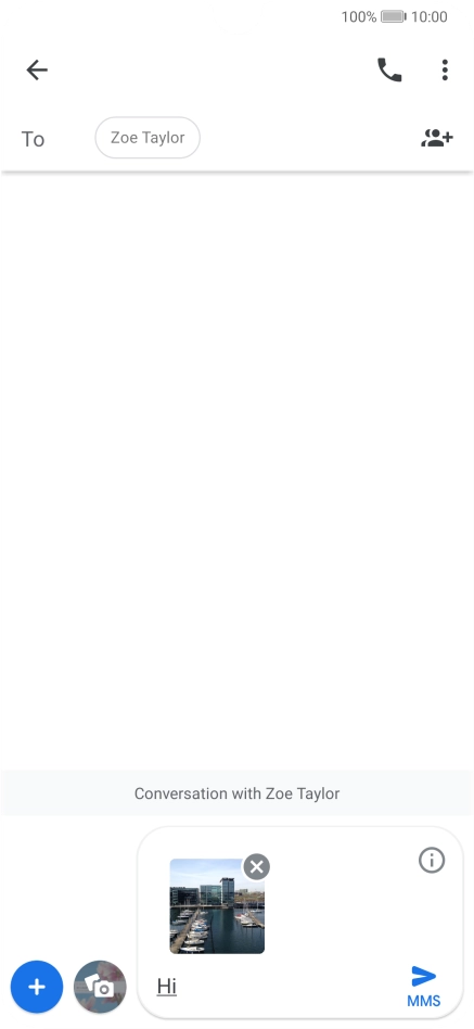 Press the send icon when you've finished your MMS.