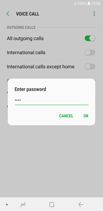 Key in your barring password and press OK.