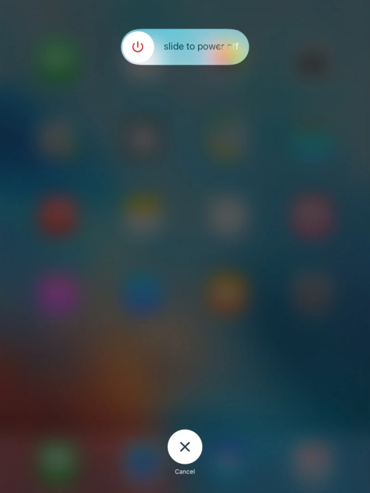 Press and drag the power off icon right.
