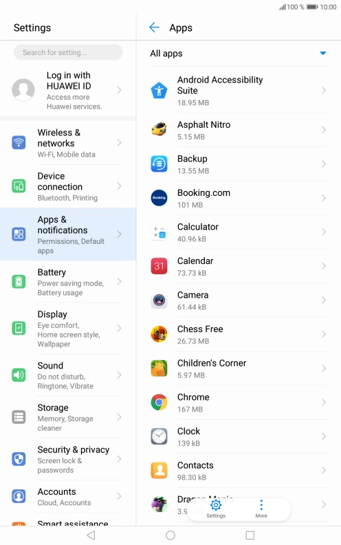Press the required app.