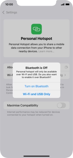 If Wi-Fi is turned on, press Wi-Fi and USB Only.
