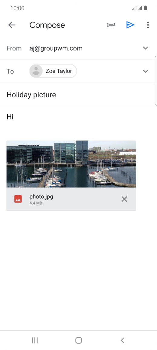 Press the send icon when you've finished your email.