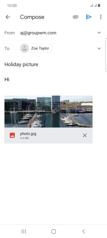 Press the send icon when you've finished your email.