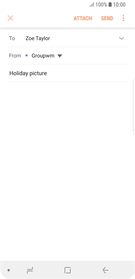 Press the text input field and write the text for your email message.