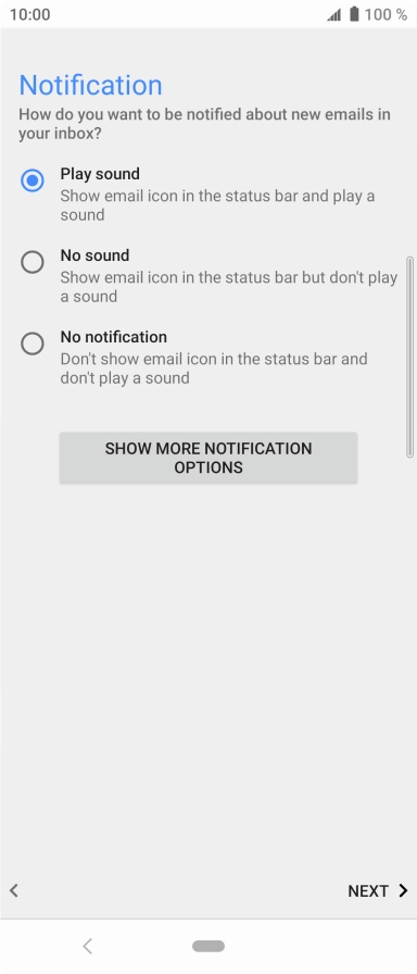 Press the required setting.
