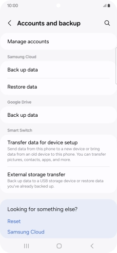 Press Manage accounts.
