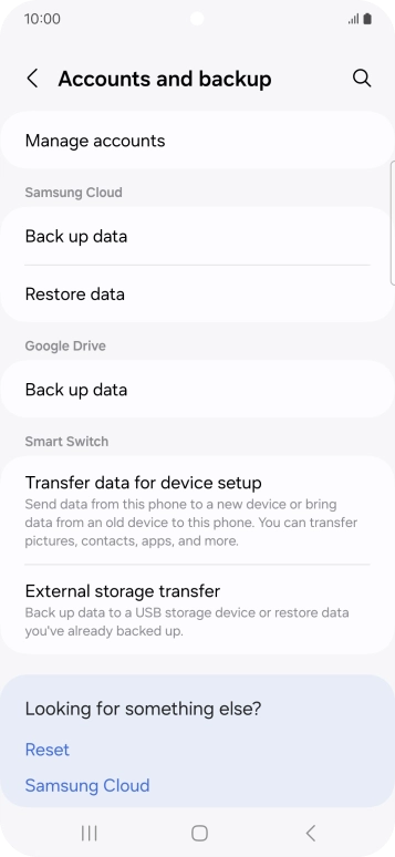 Press Manage accounts.