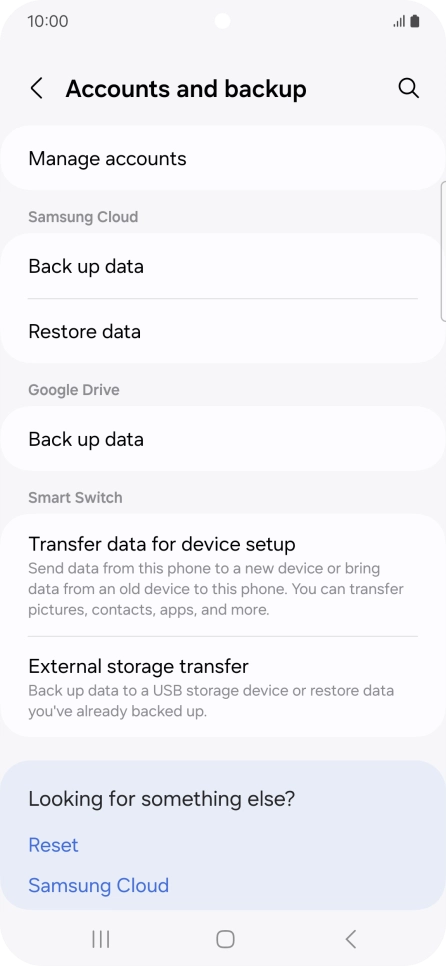 Press Manage accounts.