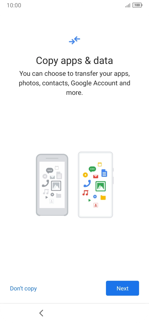 You can transfer the contents of another phone to your phone when it's activated for the first time and after a factory reset. When this screen is displayed, your phone is ready to transfer contents from another phone.