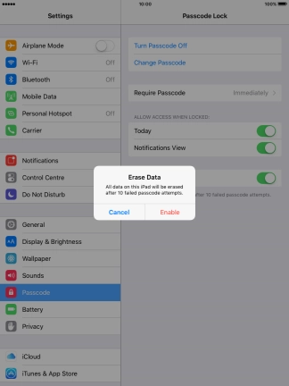 If you turn on the function, press Enable.