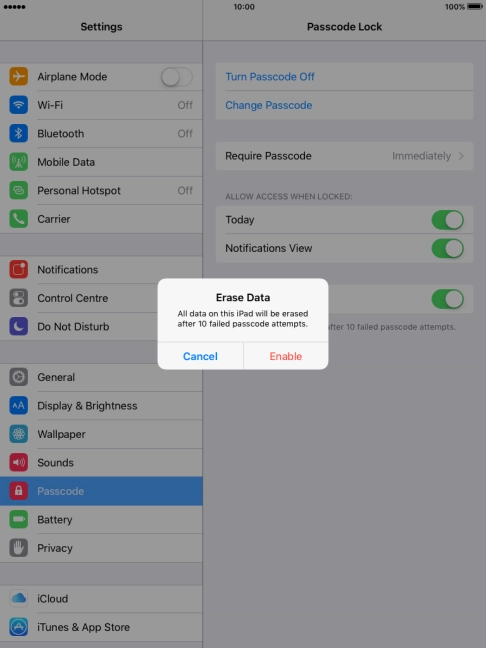 If you turn on the function, press Enable.