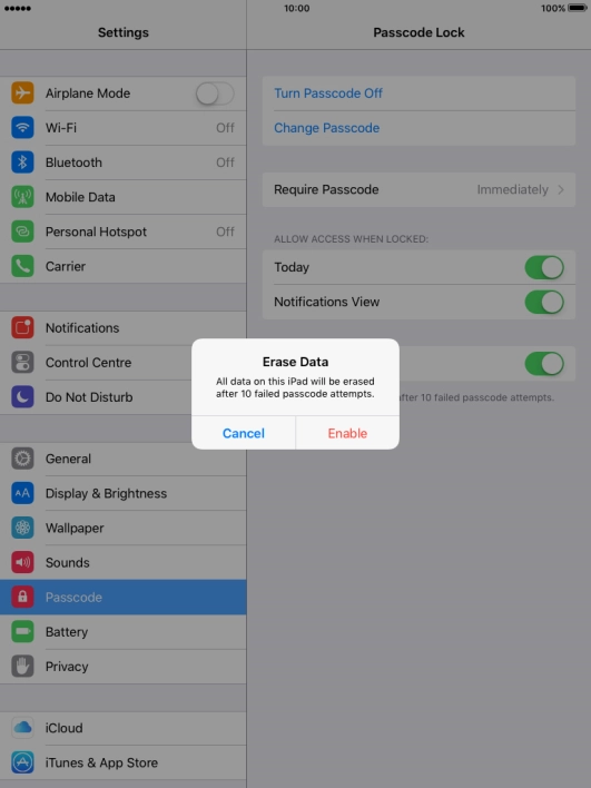 If you turn on the function, press Enable.