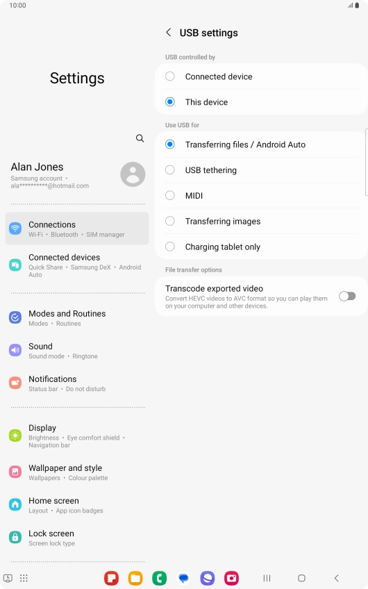 Press Transferring files / Android Auto.