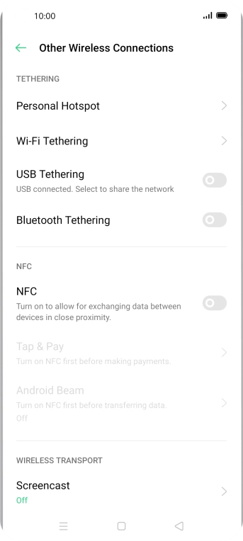 Press Personal Hotspot.