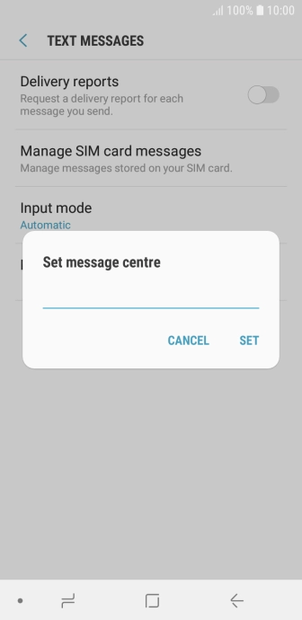 Key in +447958879879 and press SET.