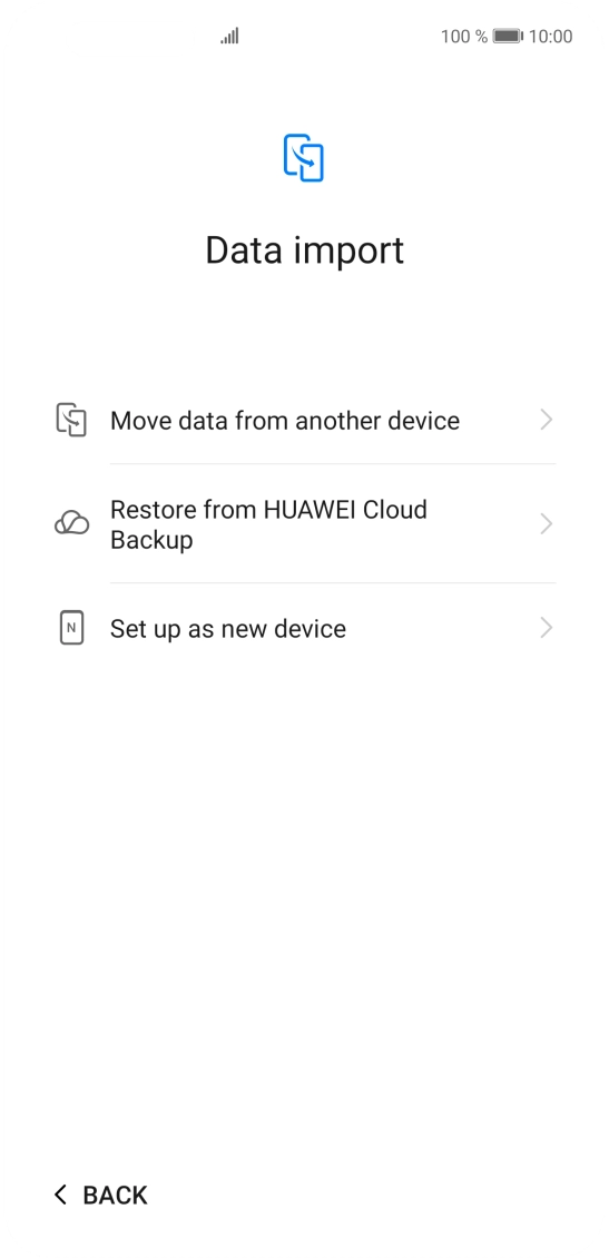 You can transfer the contents of another phone to your phone when it's activated for the first time and after a factory reset. When this screen is displayed, your phone is ready to transfer contents from another phone.