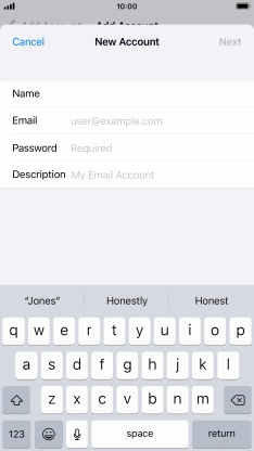 Press Email and key in your email address.