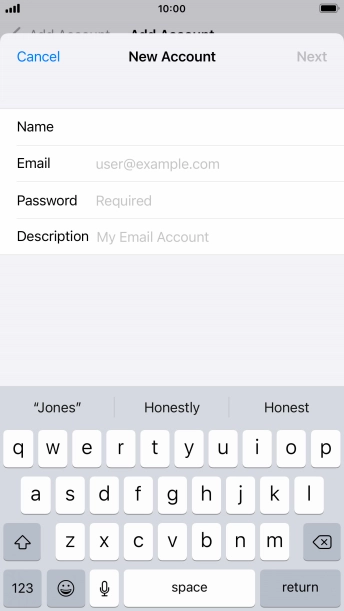 Press Email and key in your email address.