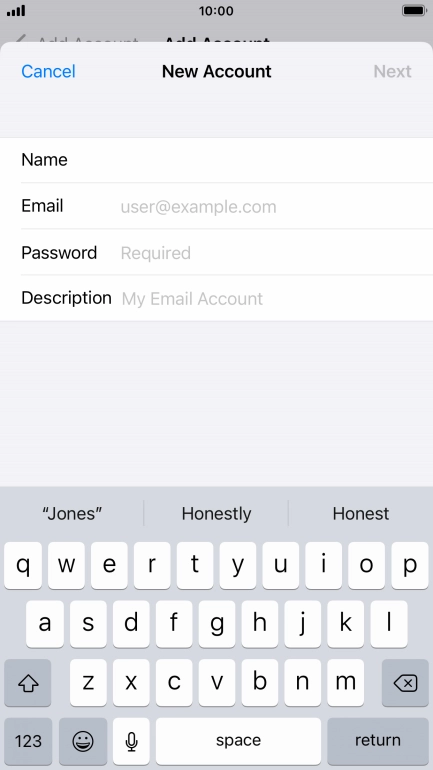 Press Email and key in your email address.
