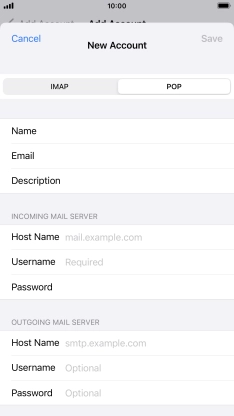 Press Host Name and key in the name of your email provider's incoming server.