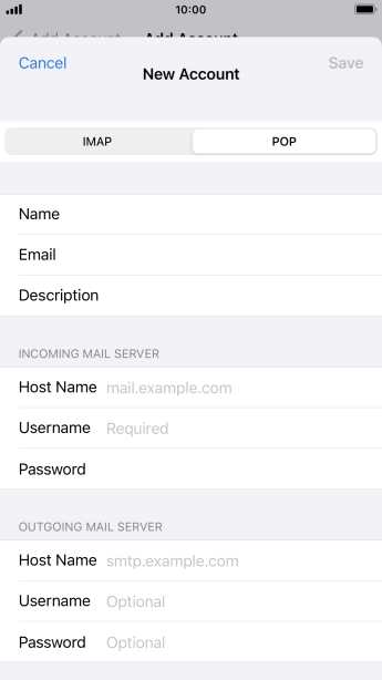 Press Host Name and key in the name of your email provider's incoming server.