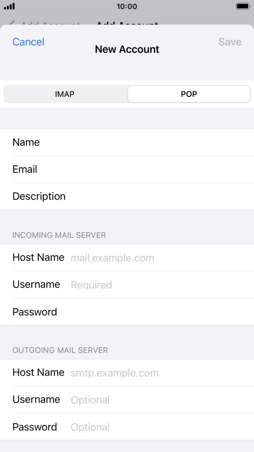Press Host Name and key in the name of your email provider's incoming server.