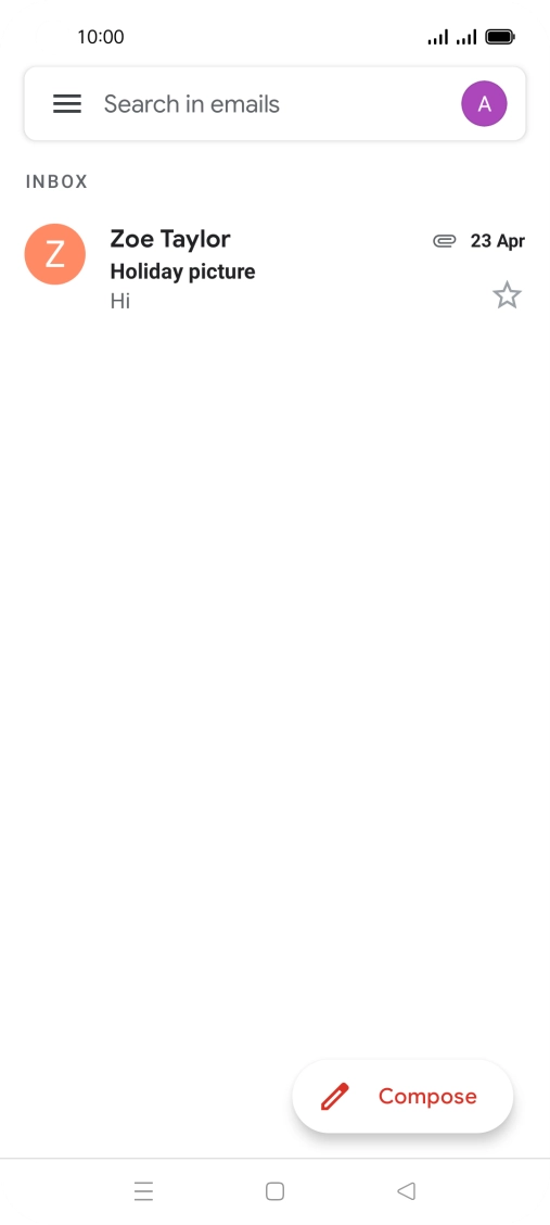 Press the email account icon.