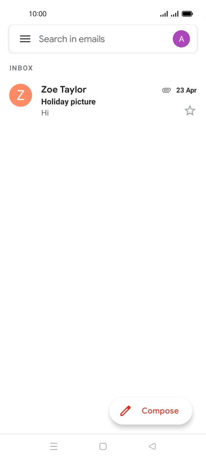 Press the email account icon.