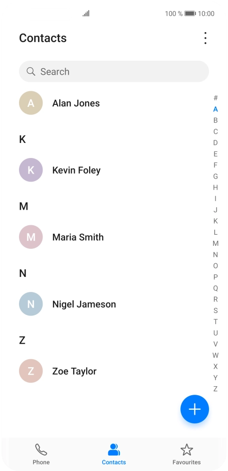 Press the new contact icon.