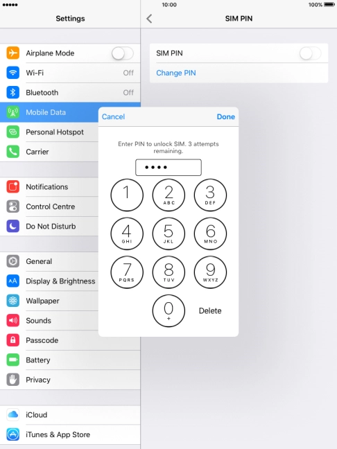 Key in your PIN and press Done. The default PIN is 1111.