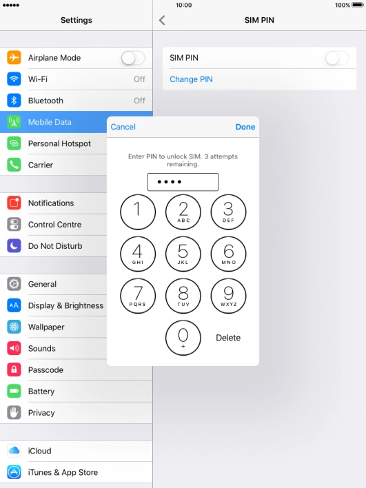Key in your PIN and press Done. The default PIN is 1111.
