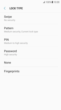 Press None and follow the instructions on the screen to turn off use of phone lock code.