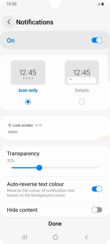 Press the required settings to turn them on or off.