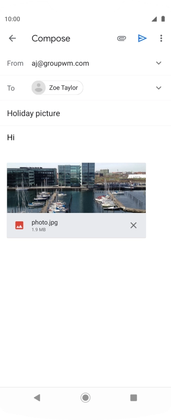 Press the send icon when you've finished your email.
