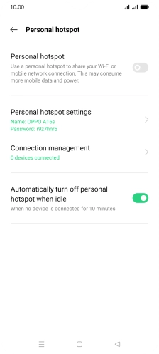 Press Personal hotspot settings.