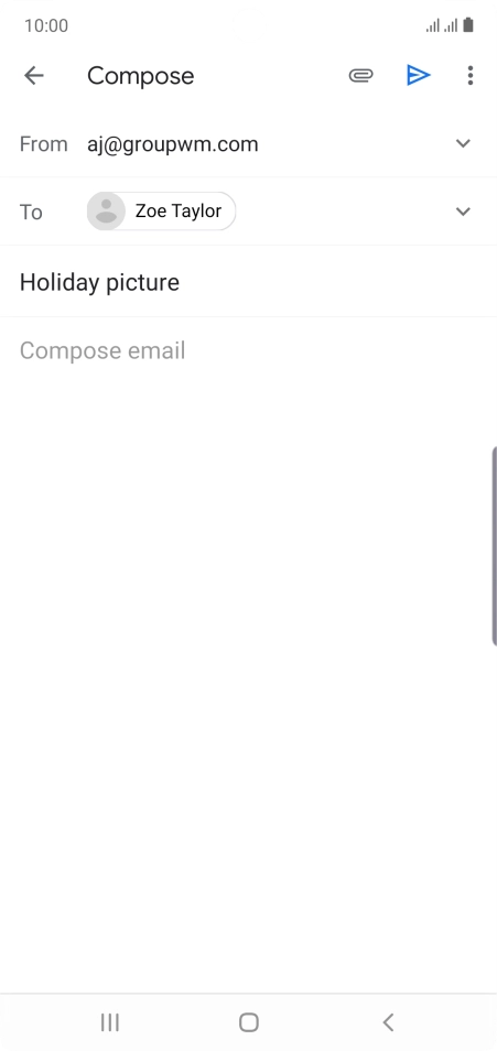 Press the text input field and write the text for your email.