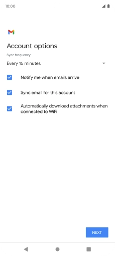 If this screen is displayed, you email account has been recognised and set up automatically. Follow the instructions on the screen to key in more information and finish setting up your phone.