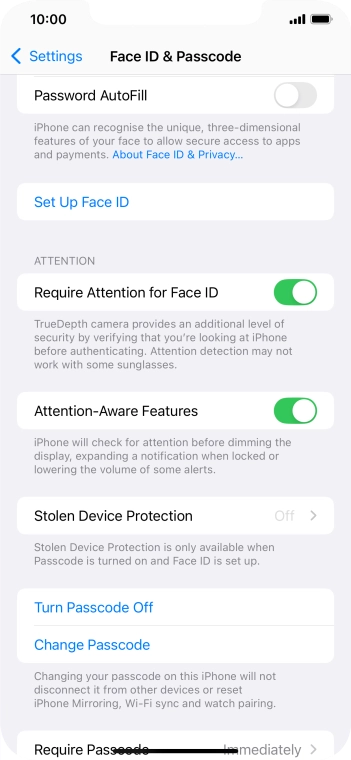 Press Turn Passcode Off and key in the phone lock code.