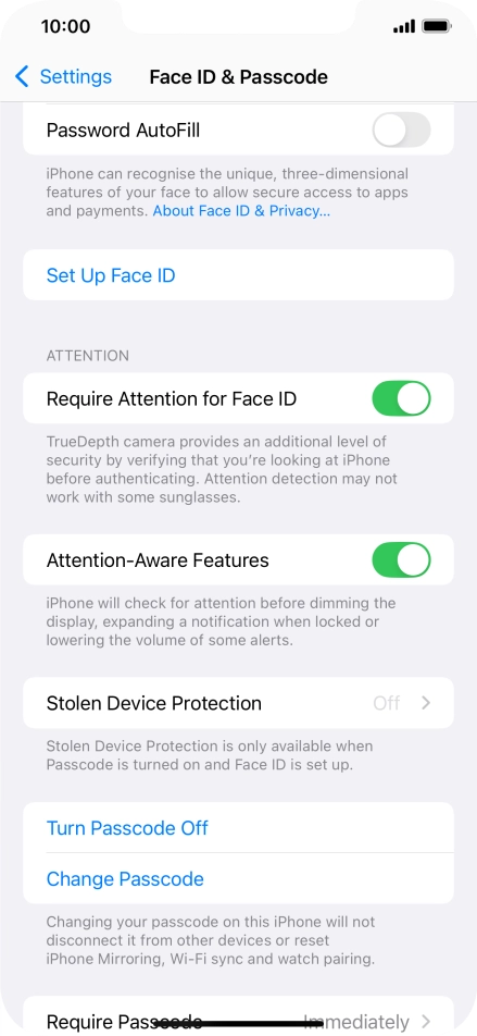 Press Turn Passcode Off and key in the phone lock code.