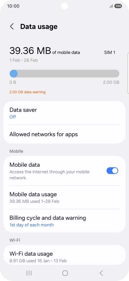 The total data usage is displayed.